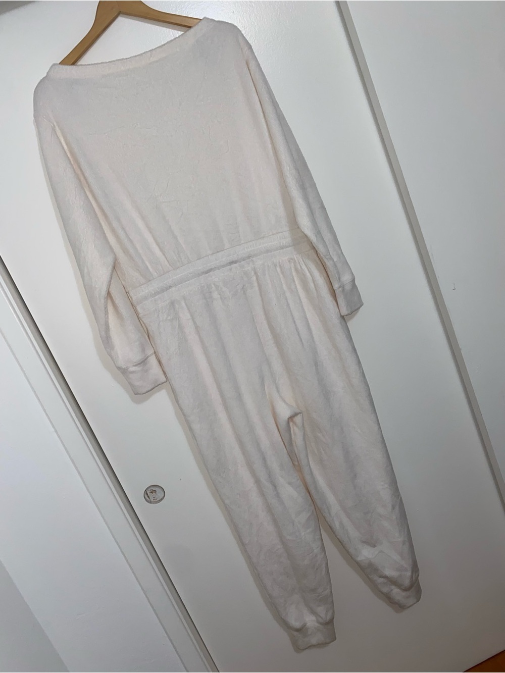 Fabletics Cozy Cord Off The Shoulder Jumpsuit in Bone - Picture 7 of 8